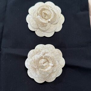 Chanel — holiday special Gold Glitter Flower Canellia